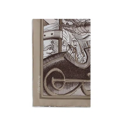 BURBERRY KNIGHT ENGRAVING PRINT SILK SCARF