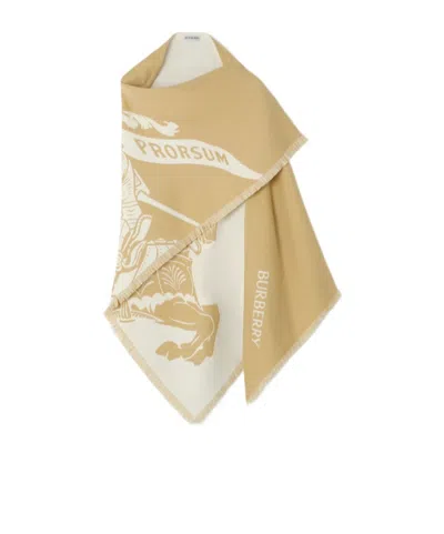 Burberry Knight Fringed Edge Cape In Gold