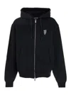 Burberry Thistle Logo Cotton Blend Zip Hoodie In Black