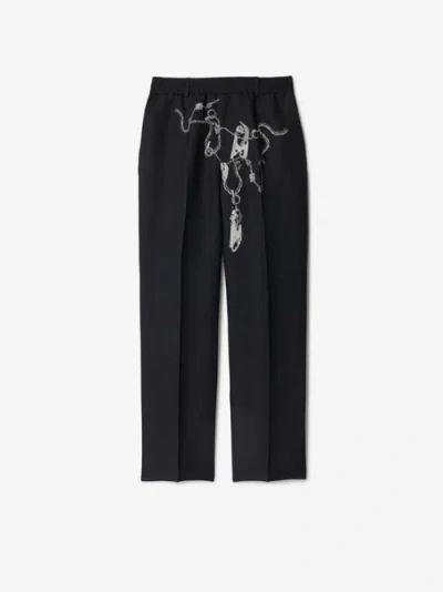 Burberry Knight Hardware Canvas Trousers In Black