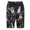 Burberry Chain Link-printed Knee-length Shorts In Silver Tone/black