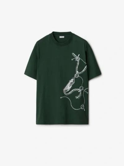 Burberry Knight Hardware Cotton T-shirt In Green
