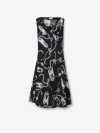 Burberry Knight Hardware Flared Dress In Silver/black