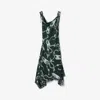 Burberry Knight Hardware-print Dress In Silver/green