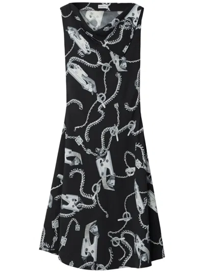 Burberry Knight Hardware Printed Dress In Black