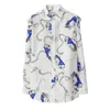 Burberry Graphic Print Silk Shirt In Blue/white