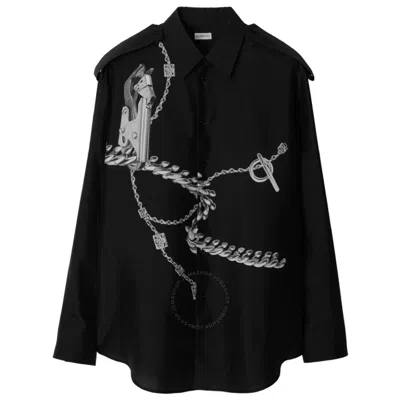 BURBERRY BURBERRY KNIGHT HARDWARE PRINT SILK SHIRT