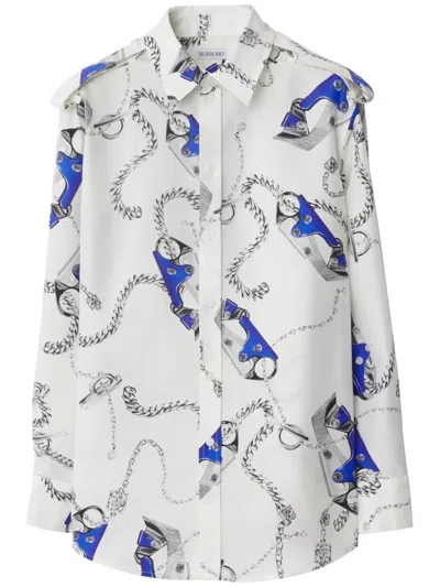 BURBERRY KNIGHT HARDWARE-PRINT SILK SHIRT