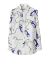 Burberry Graphic Print Silk Shirt In White