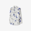 Burberry Graphic Print Silk Shirt In Blue/white