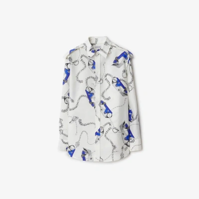 Burberry Knight Hardware Silk Shirt In White