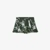 Burberry Pleated Printed Shorts In Silver/green