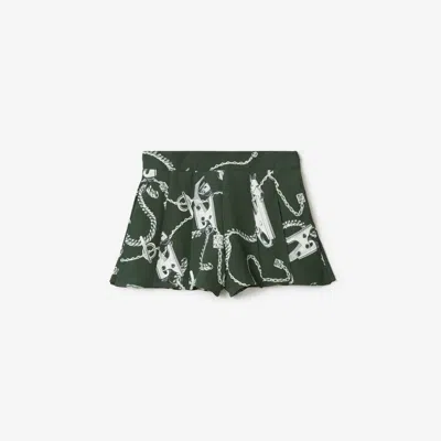 Burberry Knight Hardware Taffeta Shorts In Silver/green