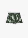 Burberry Pleated Printed Shorts In Silver/green