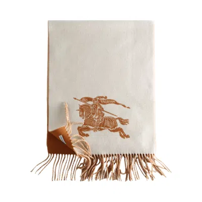 Pre-owned Burberry Knight Jacquard Woven Cse Scarf 'pebble White' | Men's Size Onesize