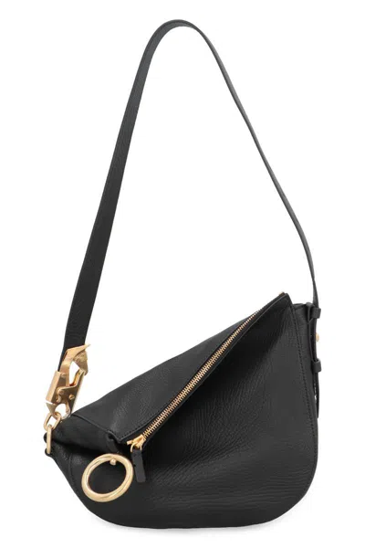 Burberry Knight Leather Shoulder Bag In Black