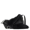 Burberry Woman Black Leather Knight Medium Shoulder Bag In Black
