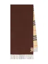 Burberry Wide Reversible Check Cashmere Scarf In Brown