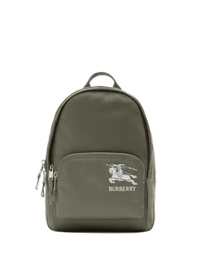 Burberry Knight Logo Zip Backpack In Gray