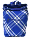 Burberry Blue Nova Check Canvas Roll Backpack Knight (authentic Pre-loved) In Blue