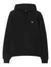 Burberry Men Black Sweatshirt With Ekd Embroidery On The Front And Logo Print On The Rear In Cotton