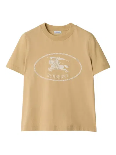 Burberry Lightweight Cotton Jersey T-shirt With Embroidered Knight Stamp In Neutral