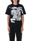 Burberry Black T-shirt With Contrasting Equestrian Knight Print In Cotton Man