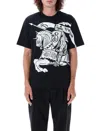 Burberry Black T-shirt With Contrasting Equestrian Knight Print In Cotton Man In Black