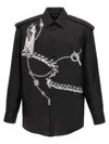 Burberry Oversize Chain Print Silk Poplin Button-up Shirt In Black