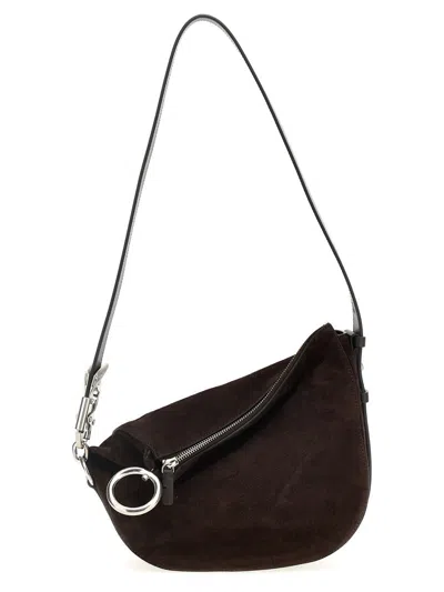 Burberry Suede Shoulder Bag In Dark Brown