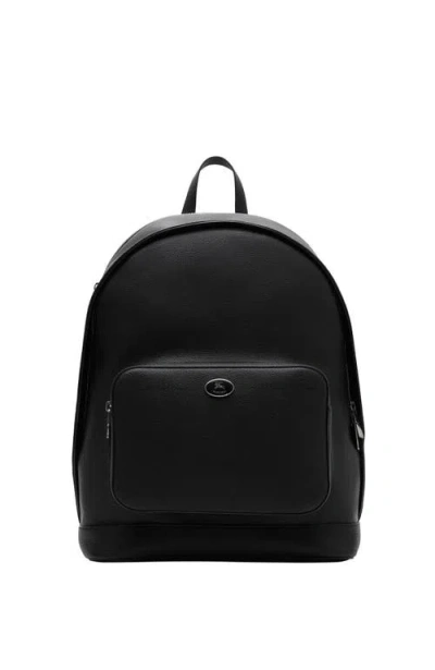 Burberry Logo-plaque Leather Backpack In Black