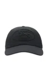Burberry Men Knight Stamp Gabardine Baseball Cap In Black