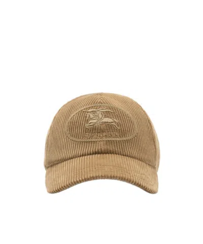 Burberry Knight Stamp Corduroy Baseball Cap In Sand