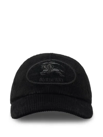 Burberry Knight-stamp Corduroy Baseball Hat In Black