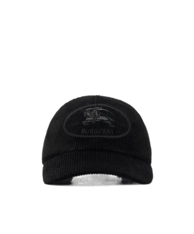 Burberry Knight-stamp Corduroy Baseball Hat In Black