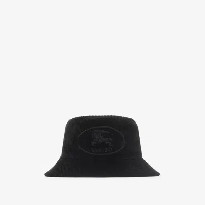 Burberry Knight Stamp Corduroy Bucket Hat In Black