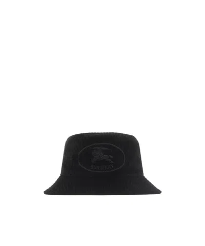 Burberry Knight Stamp Corduroy Bucket Hat In Black