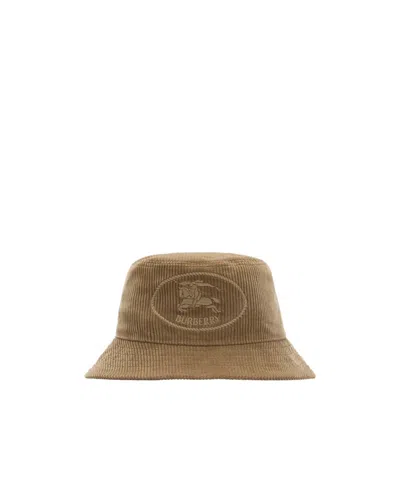 Burberry Knight Stamp Corduroy Bucket Hat In Brown
