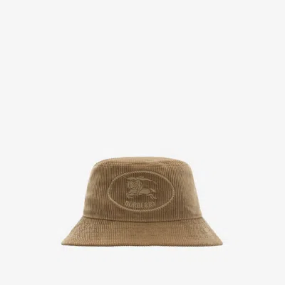 Burberry Knight Stamp Corduroy Bucket Hat In Sand