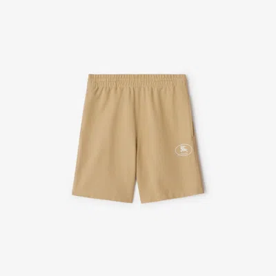 Burberry Knight Stamp Cotton Shorts In Beige
