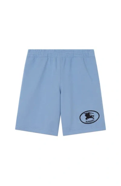Burberry Knight Stamp Cotton Shorts In Blue