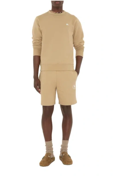 Burberry Knight Stamp Cotton Shorts In Nude