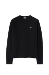 Burberry Cotton Sweatshirt With Logo Embroidery In Black