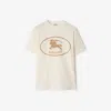 Burberry Beige Crewneck T-shirt With Maxi Logo On The Front In Cotton Man In White