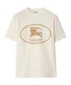 Burberry Beige Crewneck T-shirt With Maxi Logo On The Front In Cotton Man In White