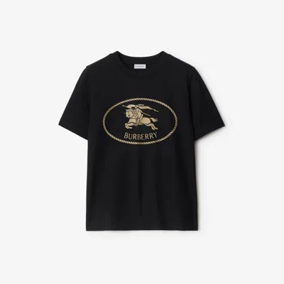 Burberry Black T-shirt With Equestrian Knight Design