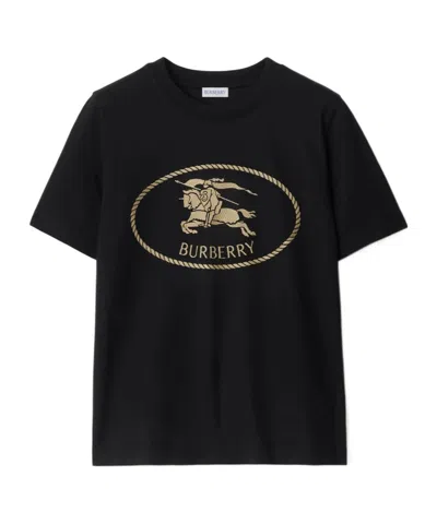 Burberry Black T-shirt With Equestrian Knight Design