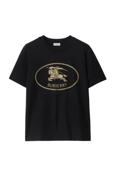 Burberry Black T-shirt With Equestrian Knight Design