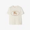 Burberry T-shirt In Cotone Con Knight Stamp In Chalk