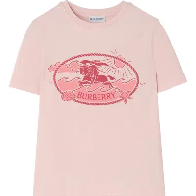 Burberry Kids'  Knight Stamp Cotton T-shirt In Pink